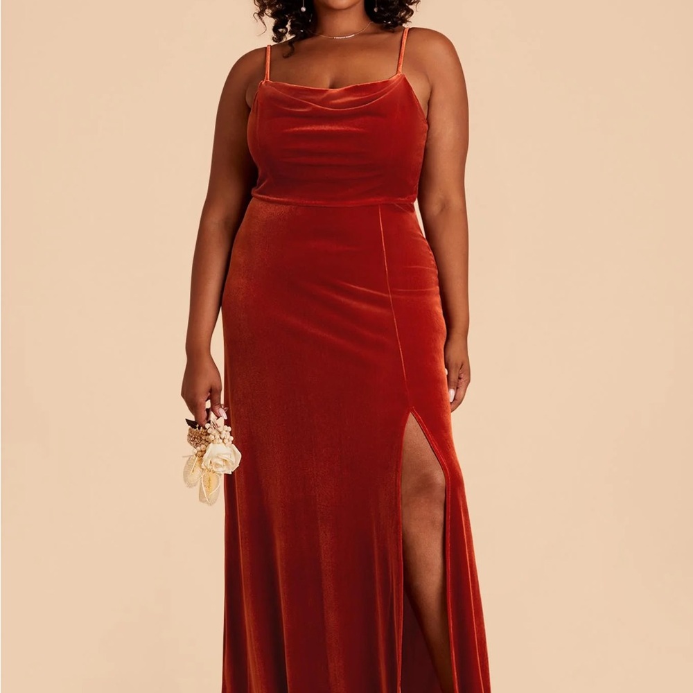 BIRDY GREY VELVET BURNT ORANGE ASH DRESS- ALTERED